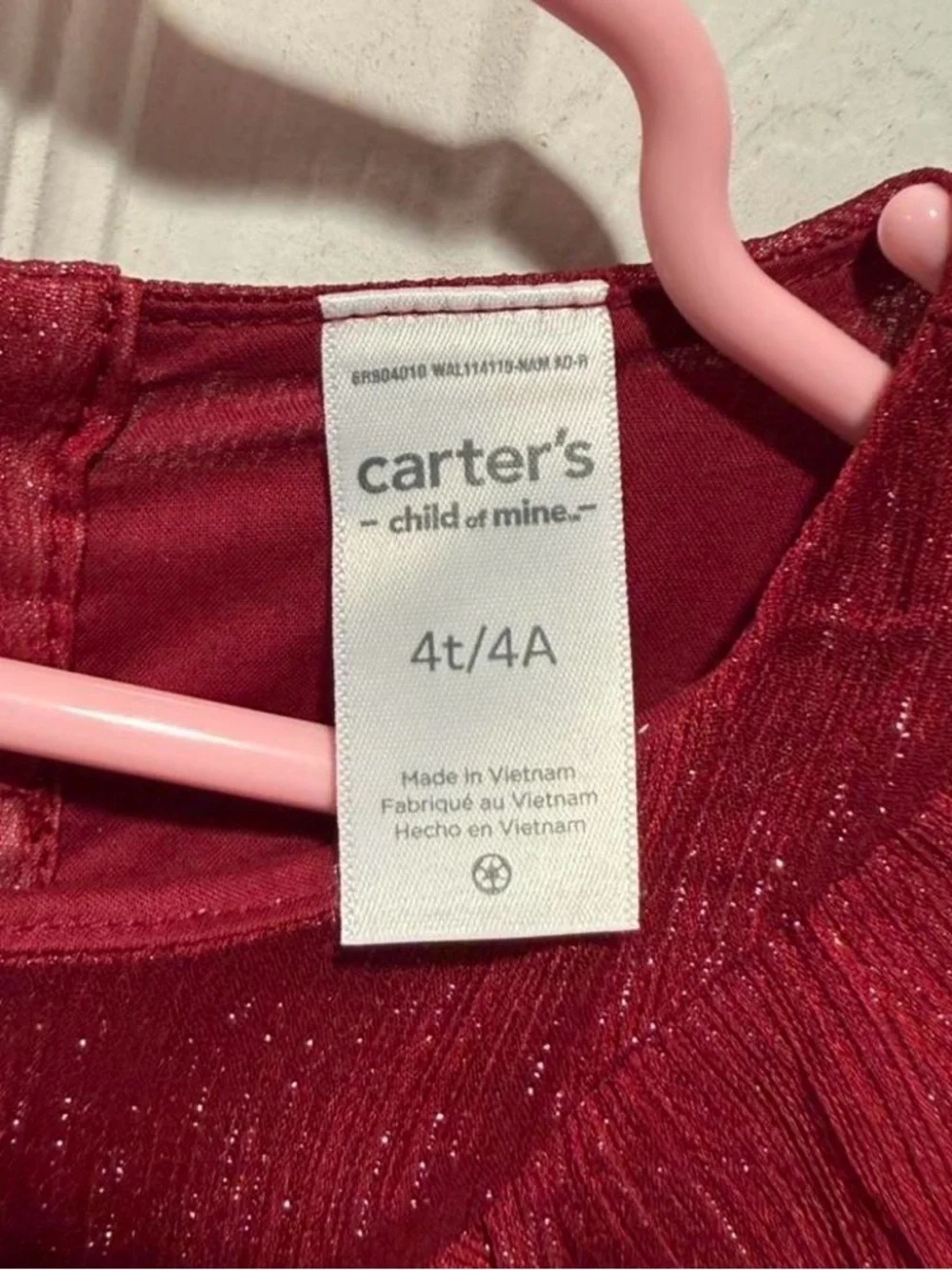 Carter's Shimmery Red Girls Dress with Ruffle Yoke
